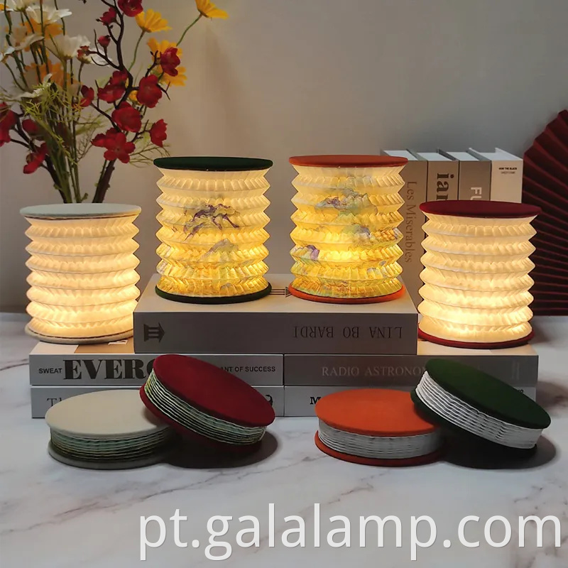 Luz noturna de lanterna de papel portátil elegante para espaços aconchegantes